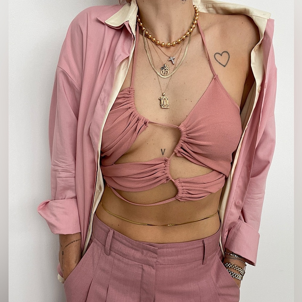 Zara knit cutout halter top🧶